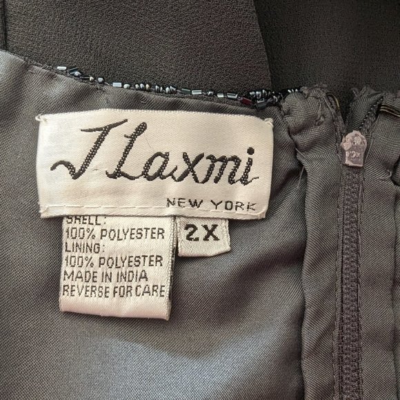 J Lazmi 2 pc w outside sheered maxi jacket sequence gray party formal dress XXL - Picture 9 of 9